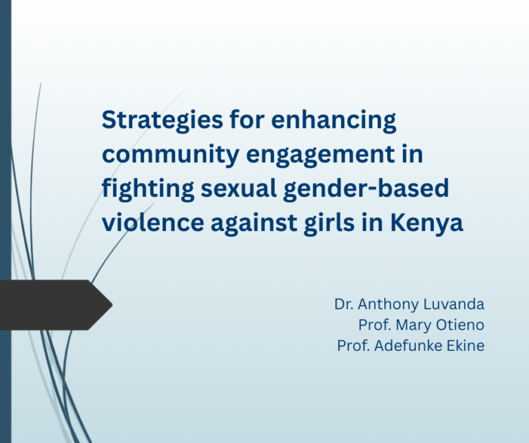 Strategies for enhancing community engagement in fighting sexual gender-based violence against girls in Kenya